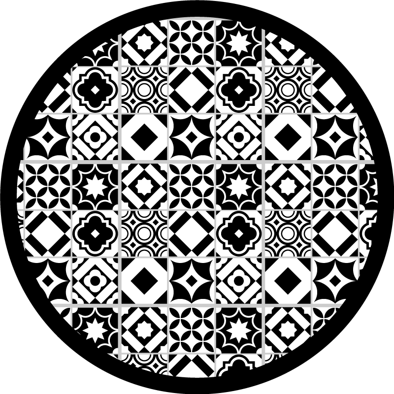 Mosaic vinyl rug in monochrome design - TenStickers