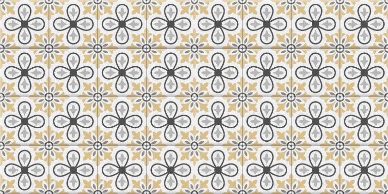 Floral geometry kitchen vinyl rug - TenStickers