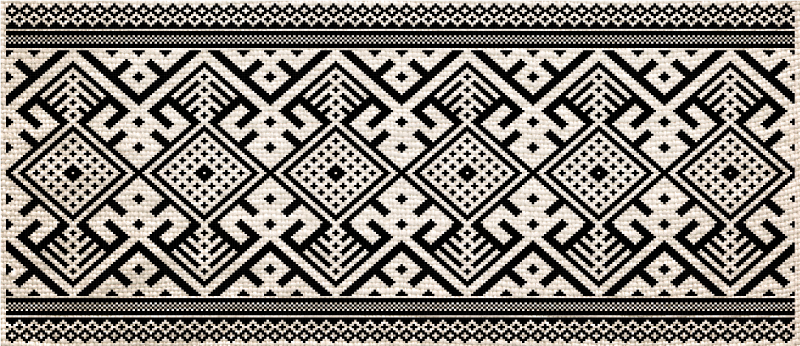 Geometric vinyl rug in black and white design - TenStickers