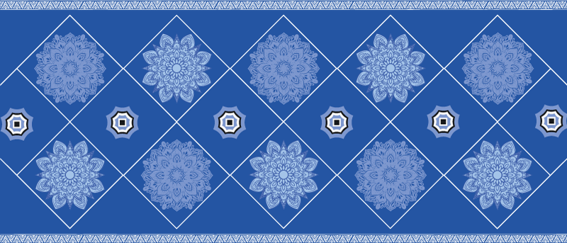 Blue floral elements bathroom vinyl rug - TenStickers