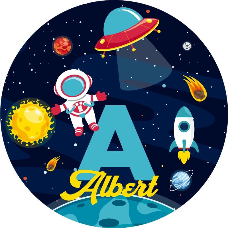 Custom name in space kids vinyl rug - TenStickers
