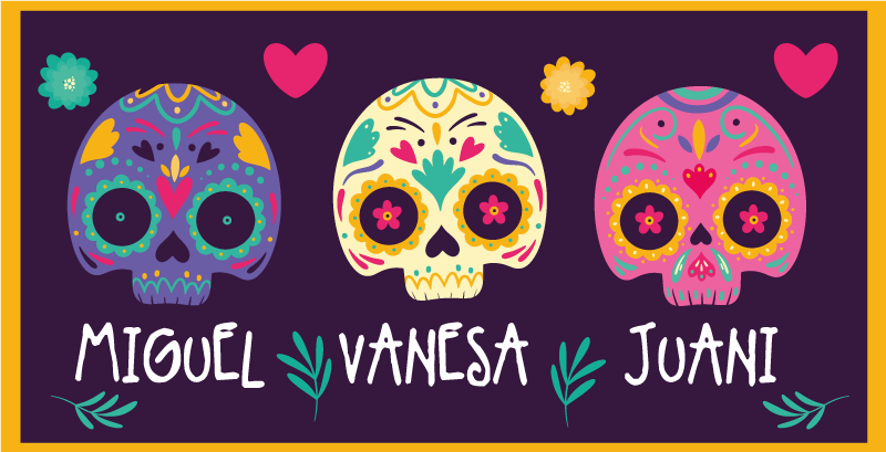 Mexican skulls personalised mat - TenStickers