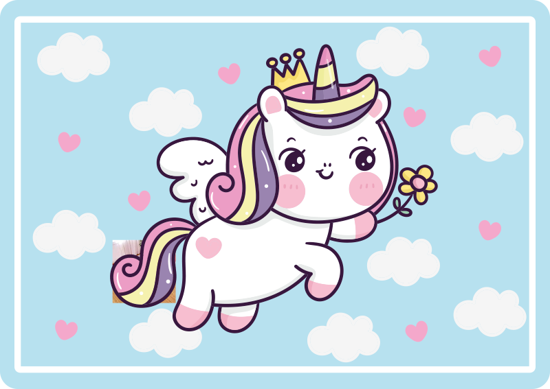Baby unicorn on rainbow kids play mat - TenStickers