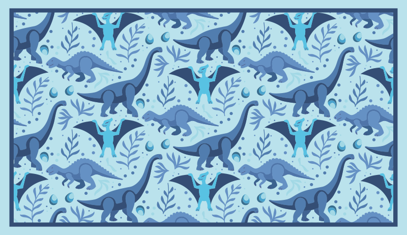Blue dinosaur expedition kids vinyl rug - TenStickers