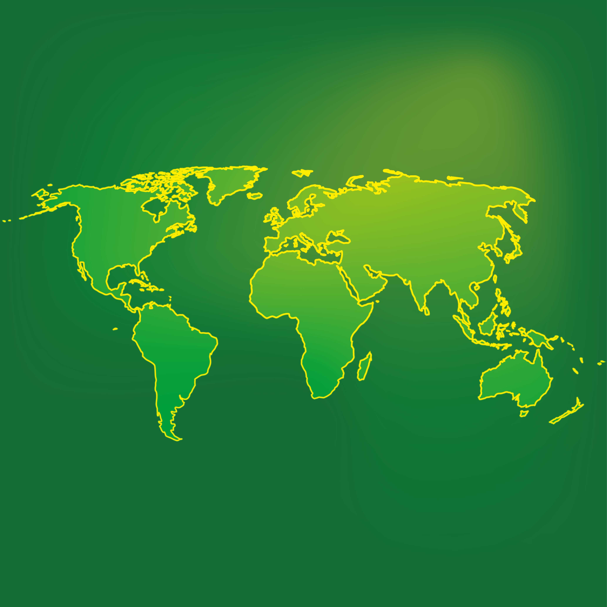 Green Planet Contour world map vinyl rug - TenStickers