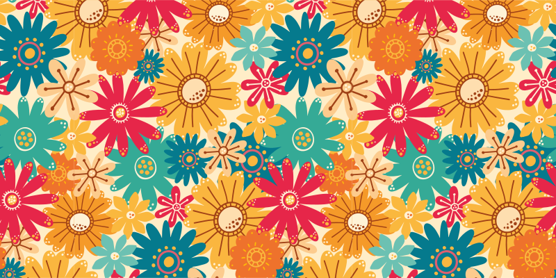 Floral vinyl rug with vibrant flower design - TenStickers
