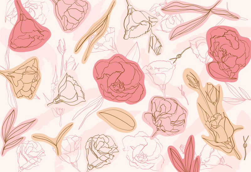 Botanical Outline Style floral vinyl rug - TenStickers