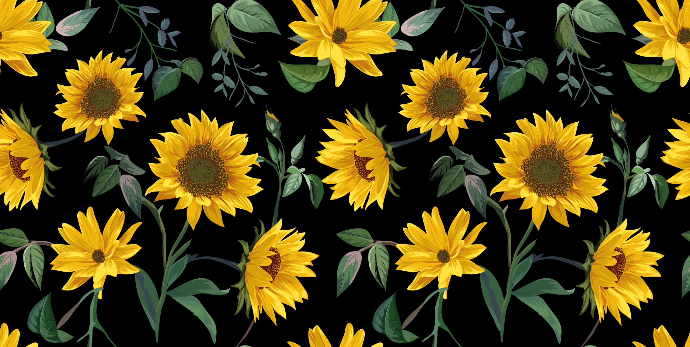 Sunflowers black background floral rug - TenStickers