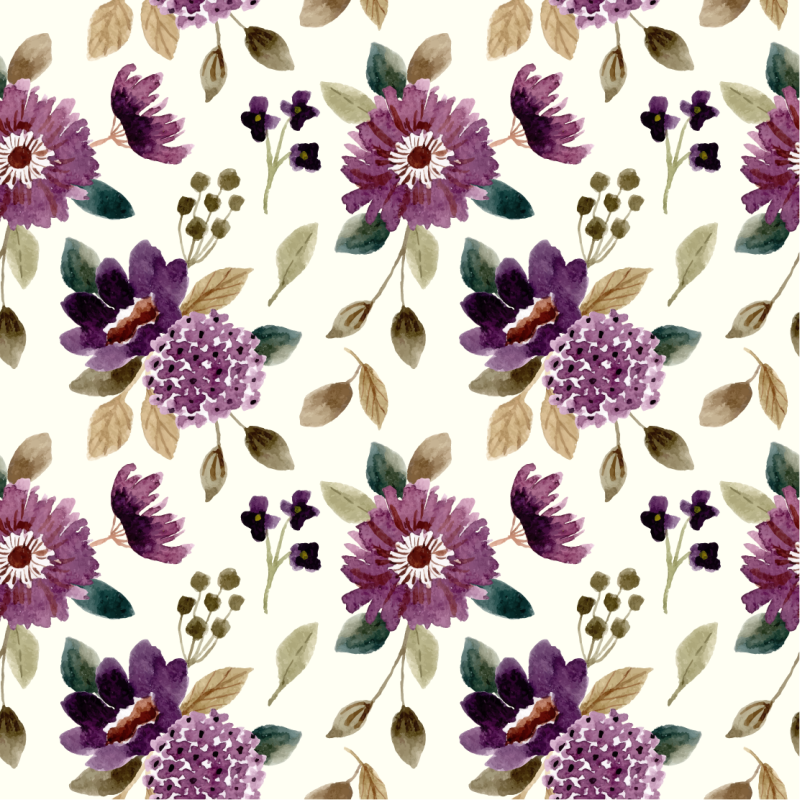 Purple and green floral rug - TenStickers