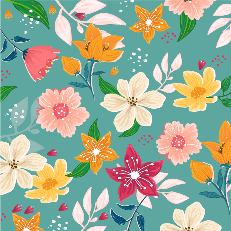 Colourful flowers together floral rug - TenStickers
