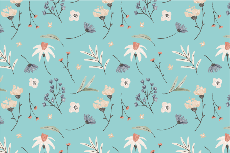 Flowers and leaves floral rug - TenStickers