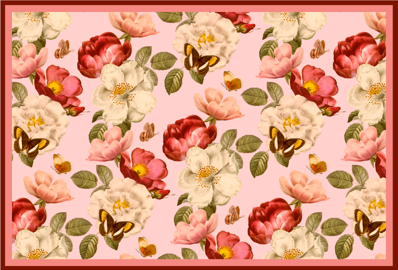 Floral Blossoming Composition floral vinyl rug - TenStickers