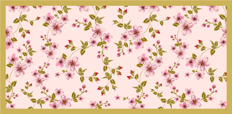 Floral Blossom Illustration floral vinyl rug - TenStickers