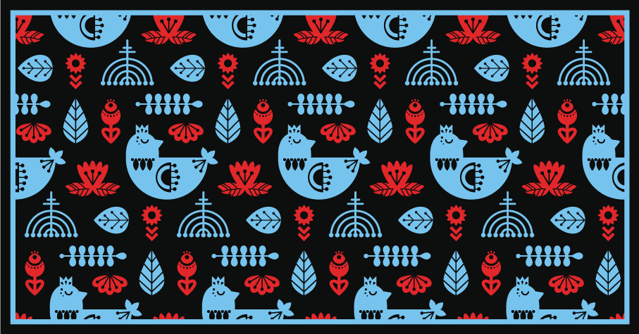 Colorful folk patterns animal vinyl rug - TenStickers