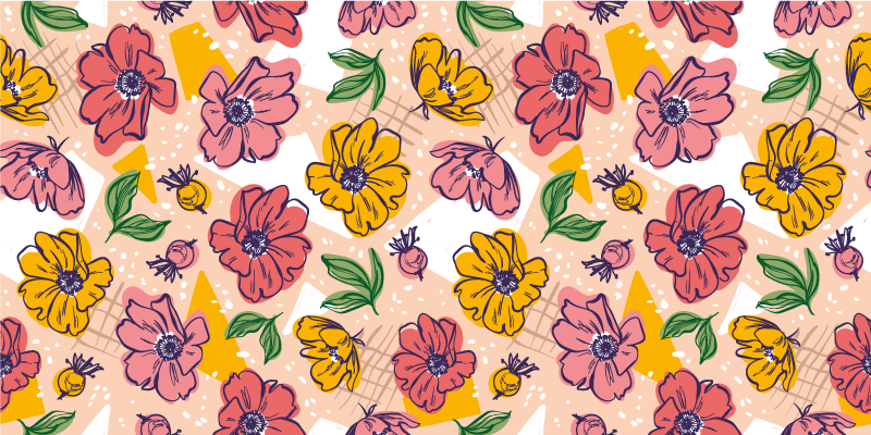Vibrant Botanical Motifs floral vinyl rug - TenStickers