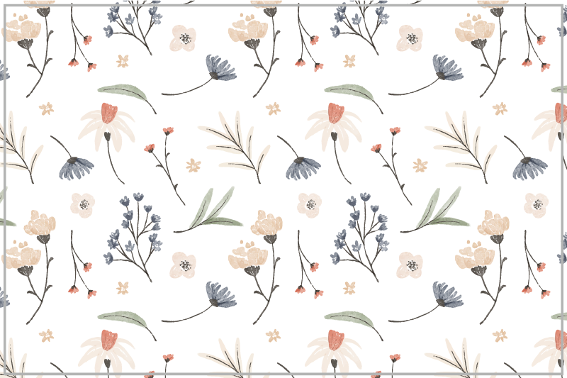 Watercolor floral pattern floral rug - TenStickers