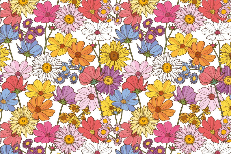 Floral vinyl rug vibrant floral arrangement - TenStickers