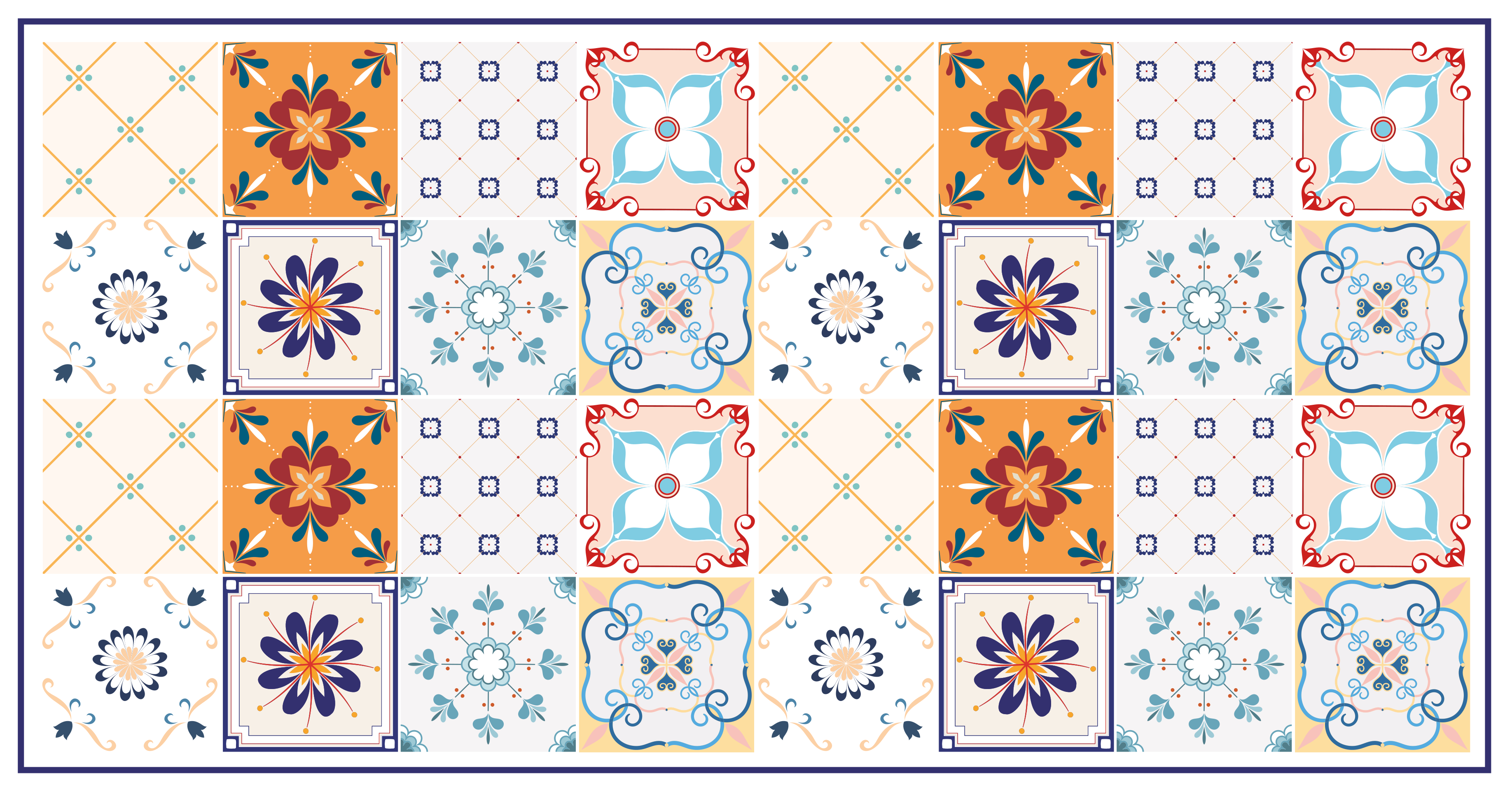 Colorful Ceramic Patterns tile vinyl rug - TenStickers