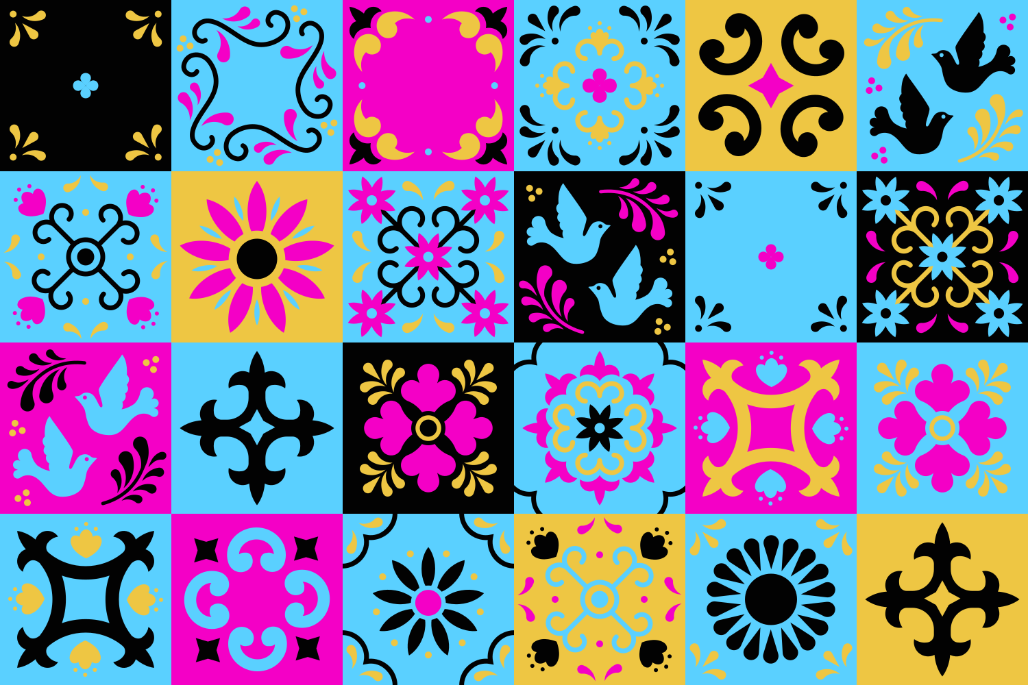 Mosaic vinyl rug in vibrant pattern design - TenStickers