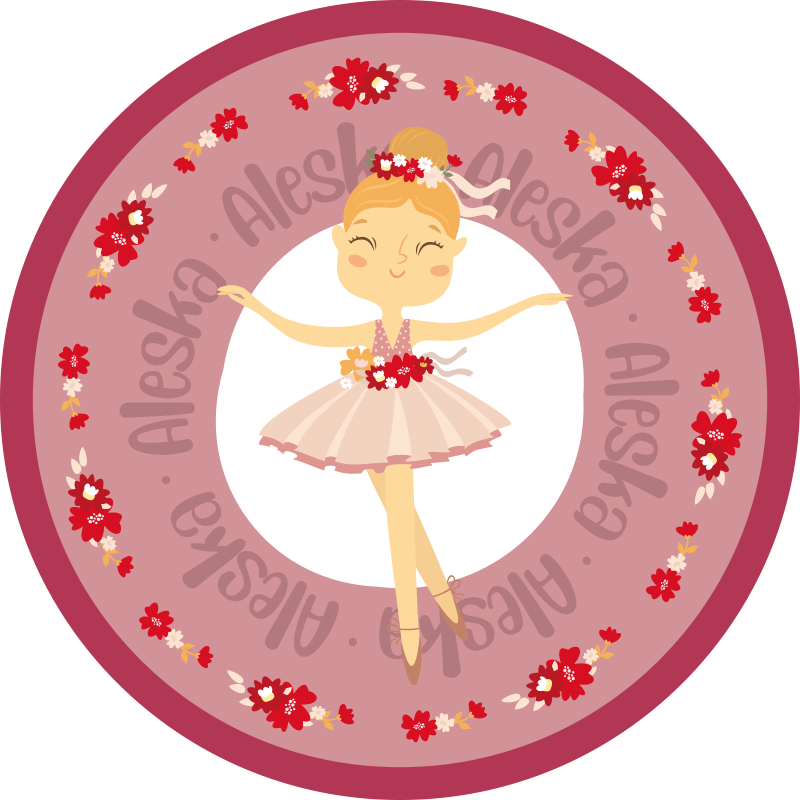 Ballet dance with name kids vinyl rug - TenStickers