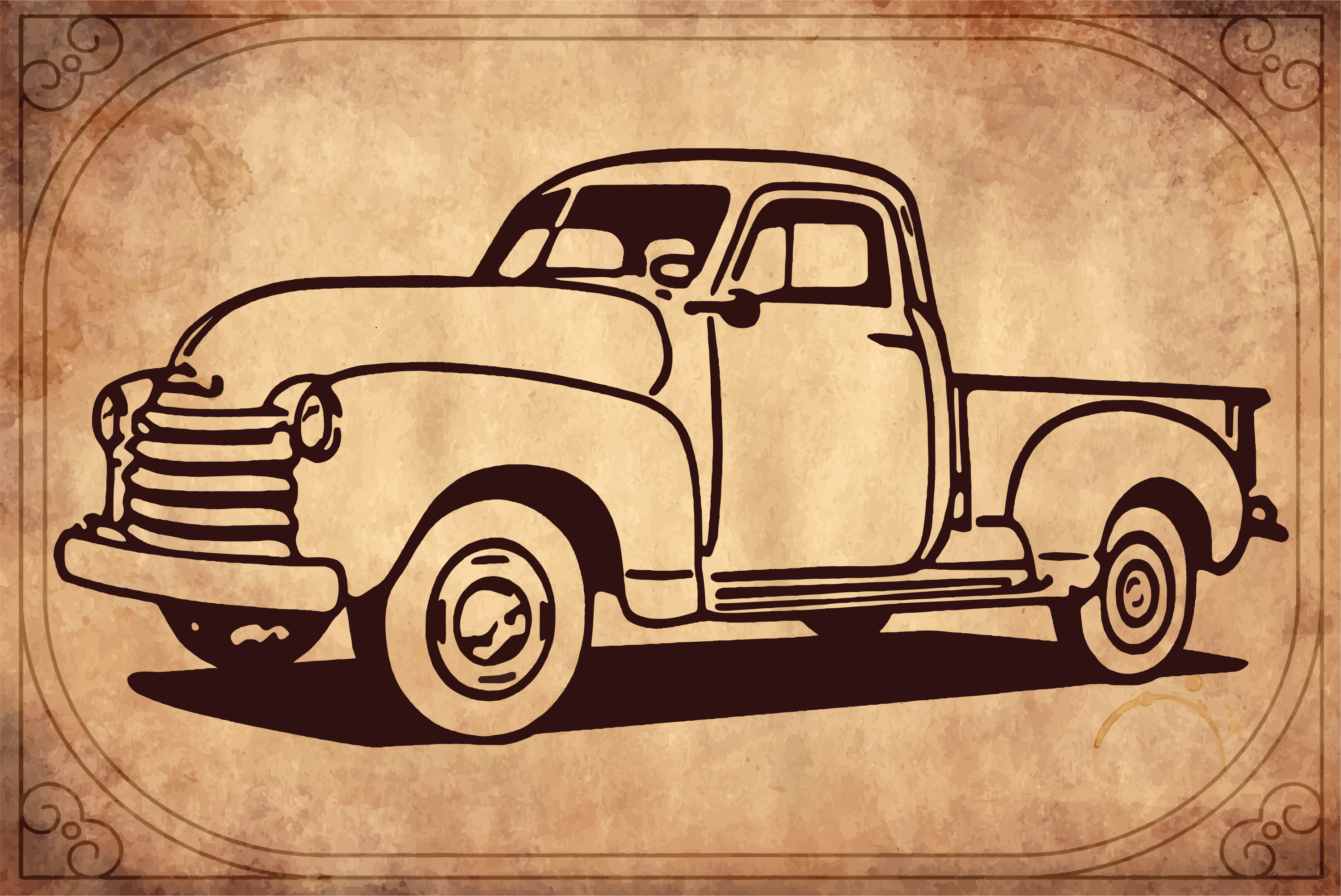 Classic truck silhouette vintage vinyl rug - TenStickers