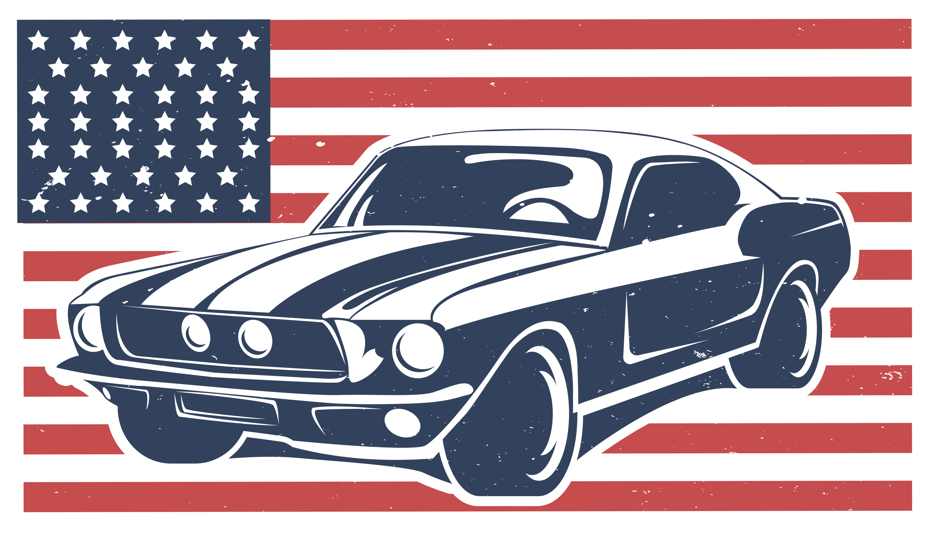 US flag and automobile teen vinyl rug - TenStickers