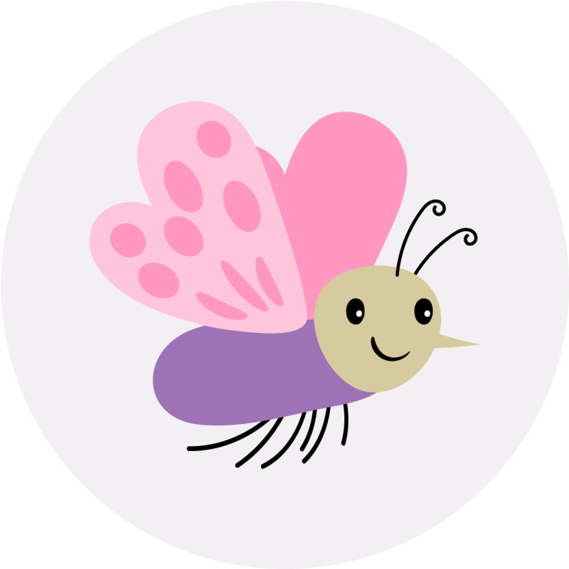 Cute Butterfly Character kids vinyl rug - TenStickers