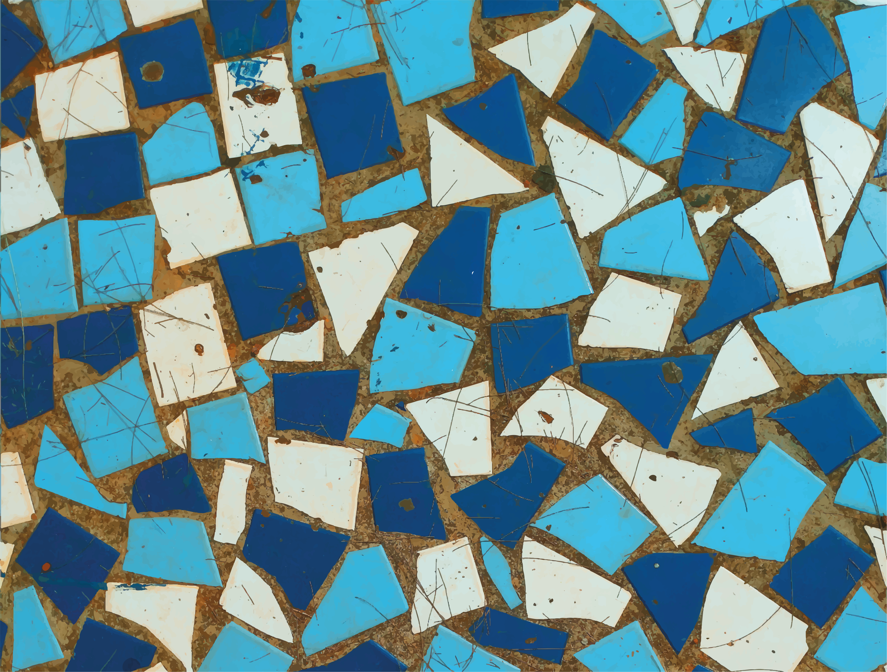 Geometric blue mosaic pattern bedroom rug - TenStickers