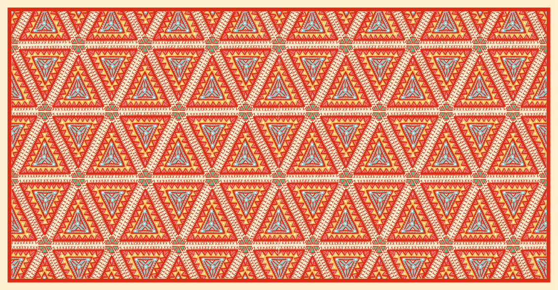 Tribal orange and pink pattern floor rug - TenStickers