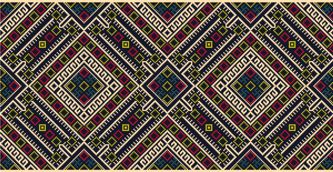 Vibrant Geometric Components ethnic vinyl rug - TenStickers