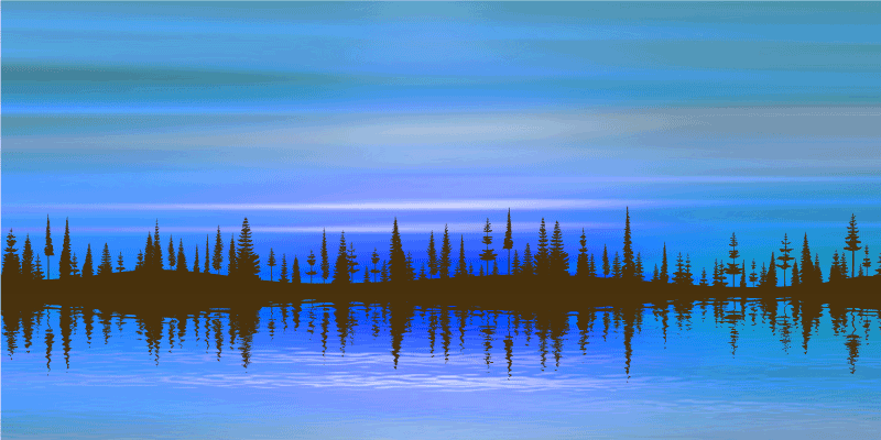 Lake and forest silhouette modern rug - TenStickers