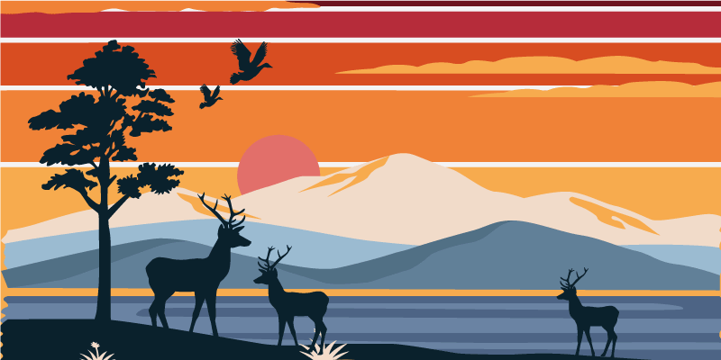 Sunset Wilderness Scene nature vinyl rug - TenStickers