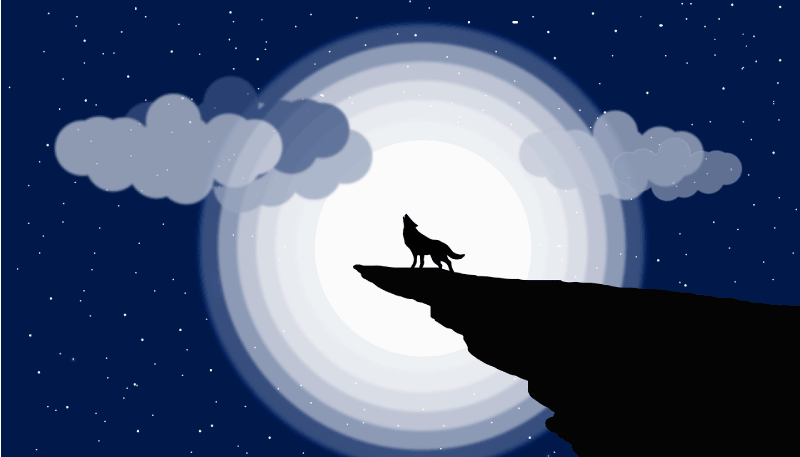 Wolf silhouette moon behind modern rug - TenStickers