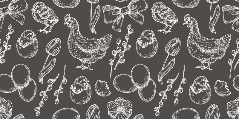 Charming Farmyard Motifs kitchen vinyl rug - TenStickers