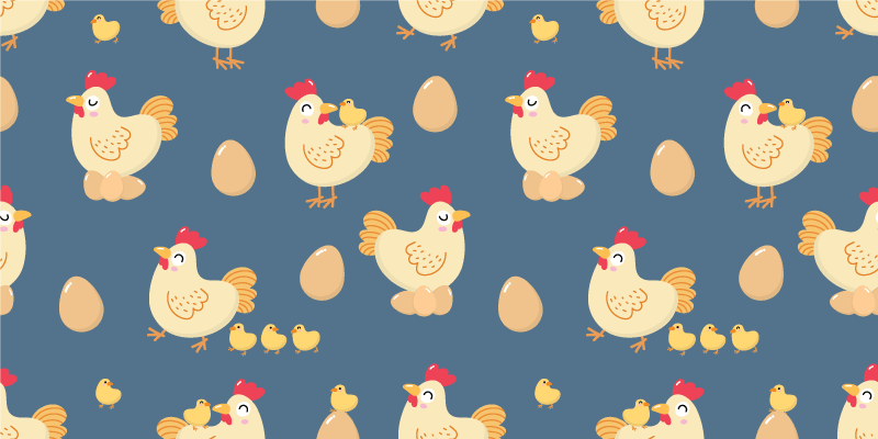 Hen and chick seamless pattern animal rug - TenStickers