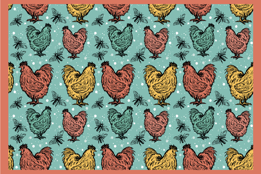 Chick and bees vintage design animal rug - TenStickers