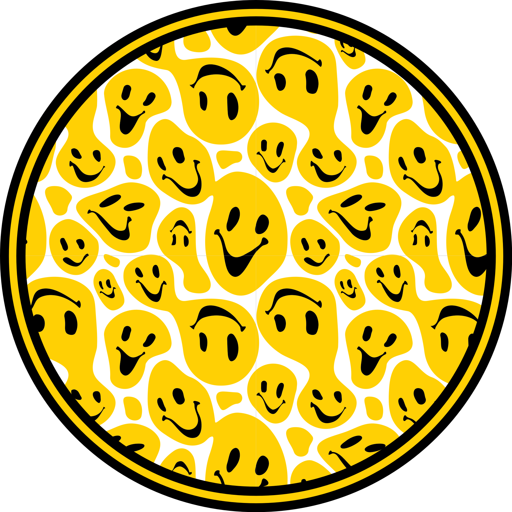 White and yellow smile emoticons teen vinyl rug - TenStickers
