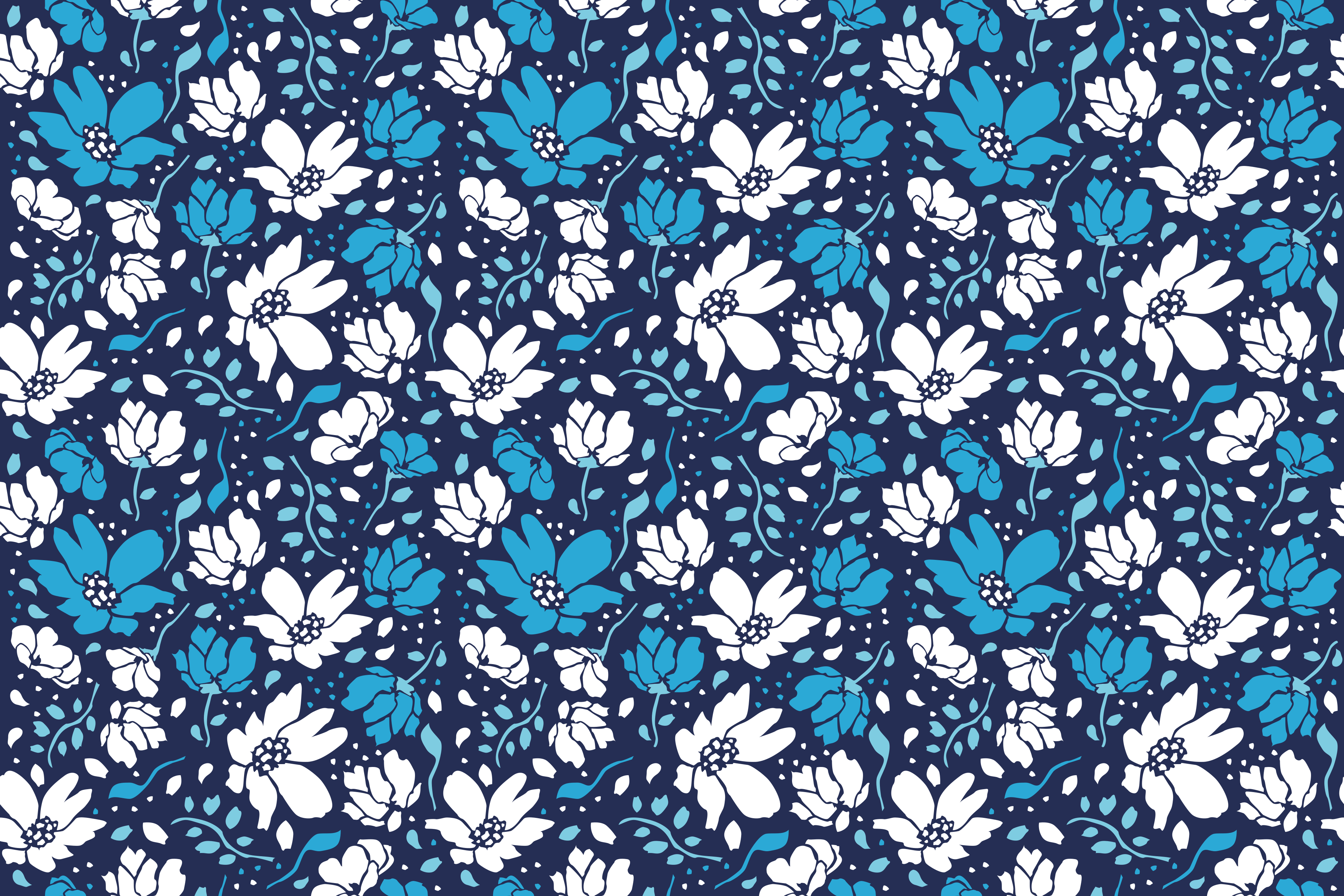 White daisies on blue background floral rug - TenStickers