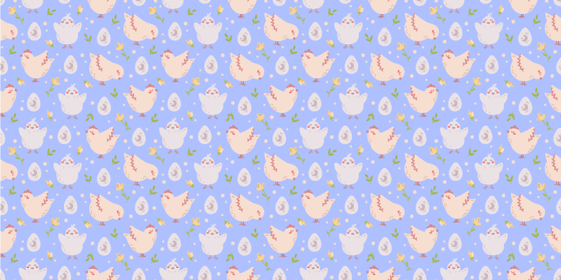 Delightful Chickens Motif kids vinyl rug - TenStickers