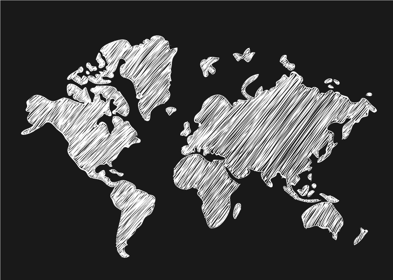 Chalkboard grey design world map vinyl rug - TenStickers
