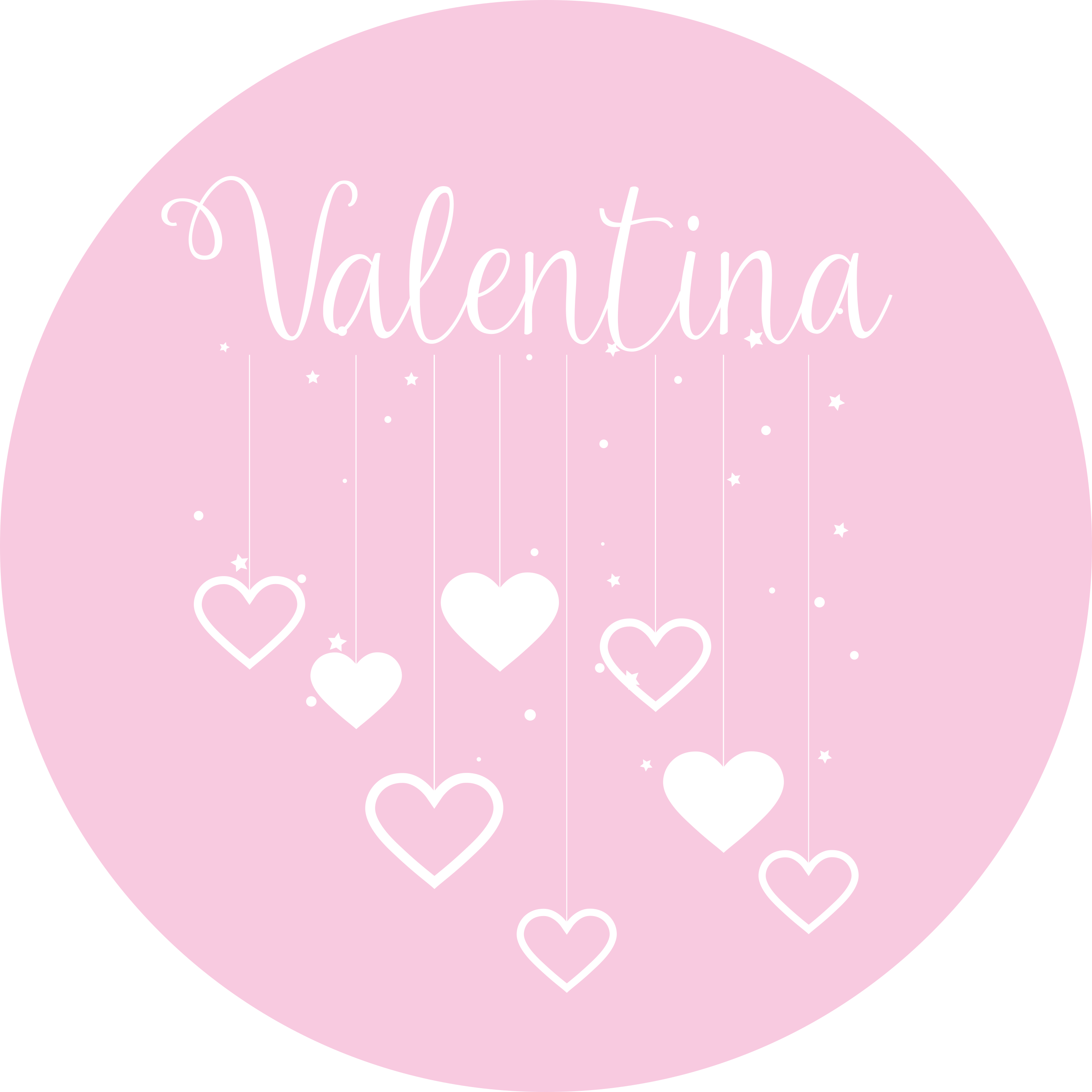 Hanging pink hearts with name kids vinyl rug - TenStickers