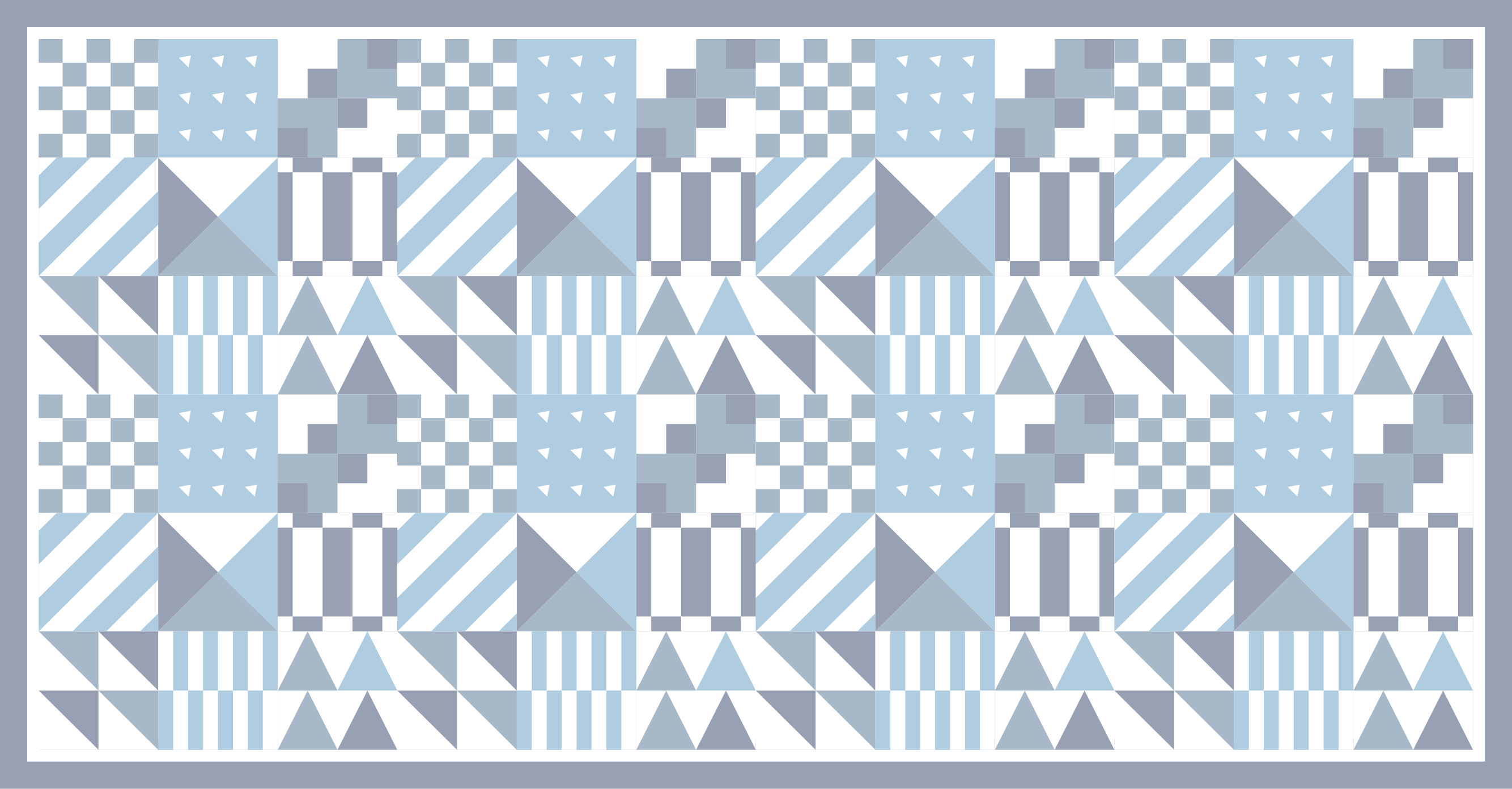 Blue Geometric Patterns tile vinyl rug - TenStickers