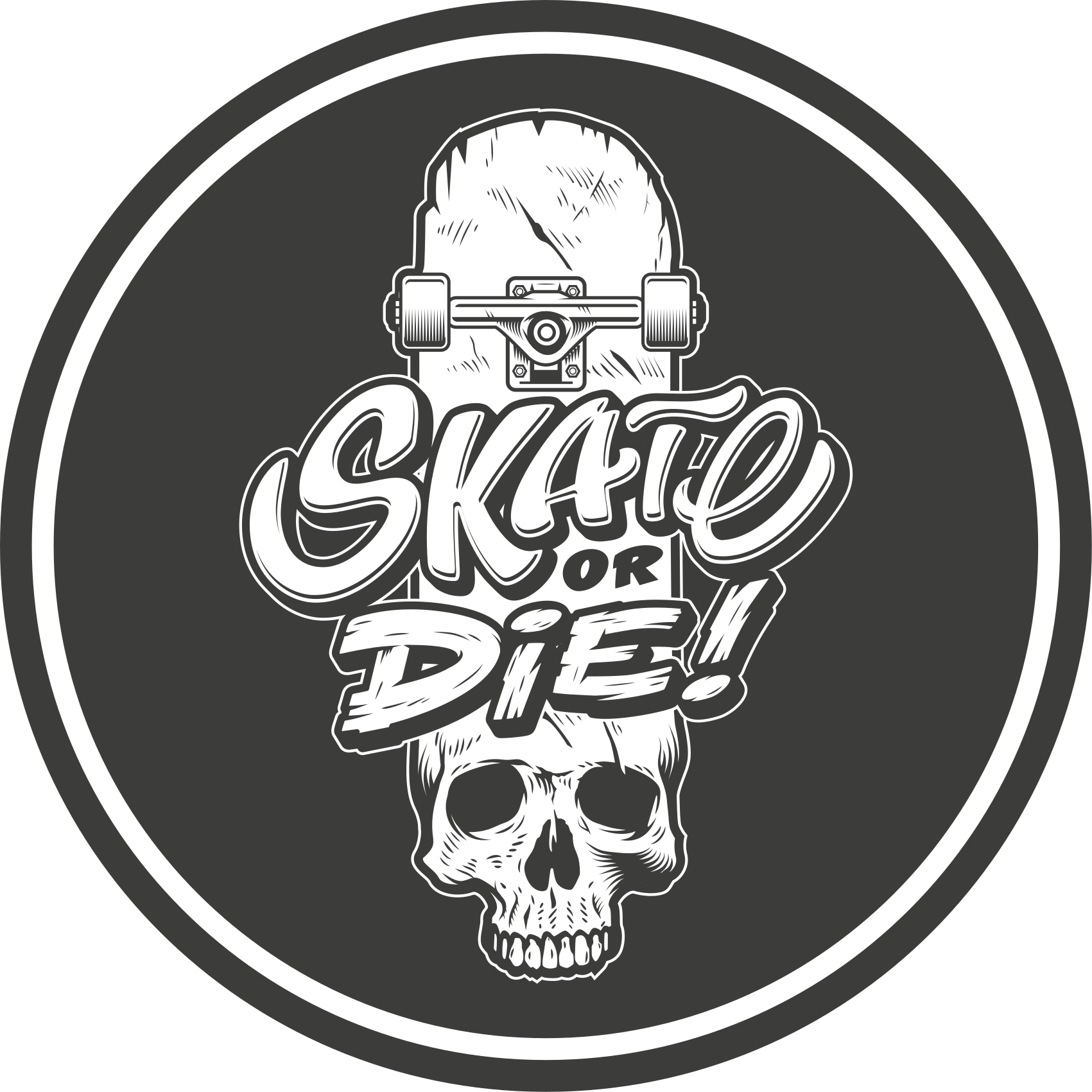 Skull skate or die teen vinyl rug - TenStickers