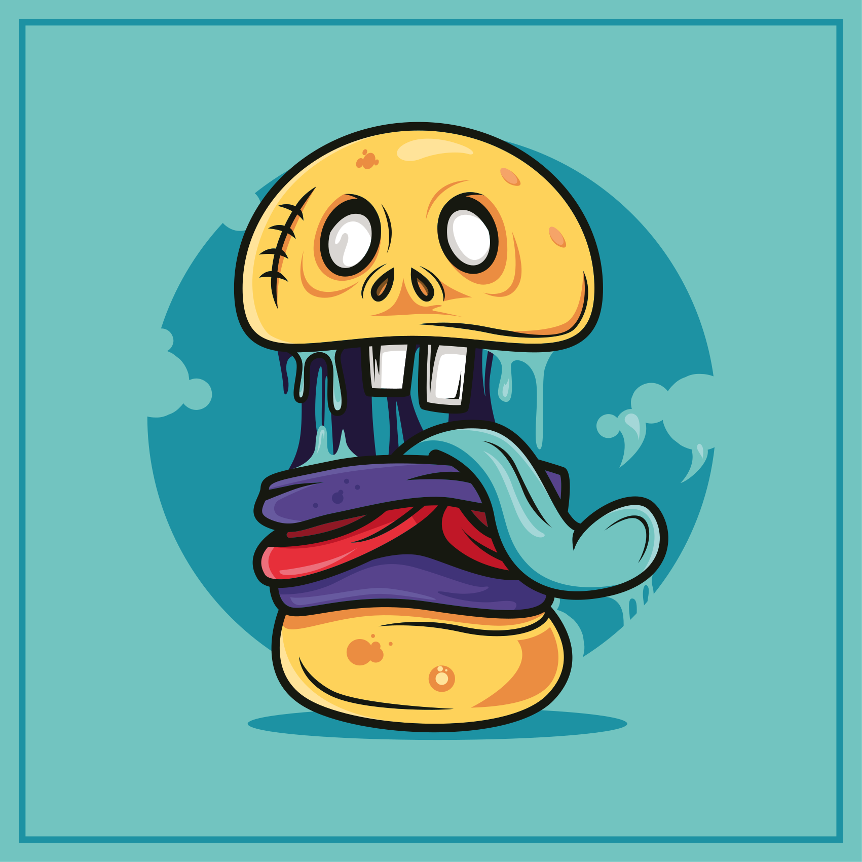 Zombie burger cartoon  modern rug - TenStickers