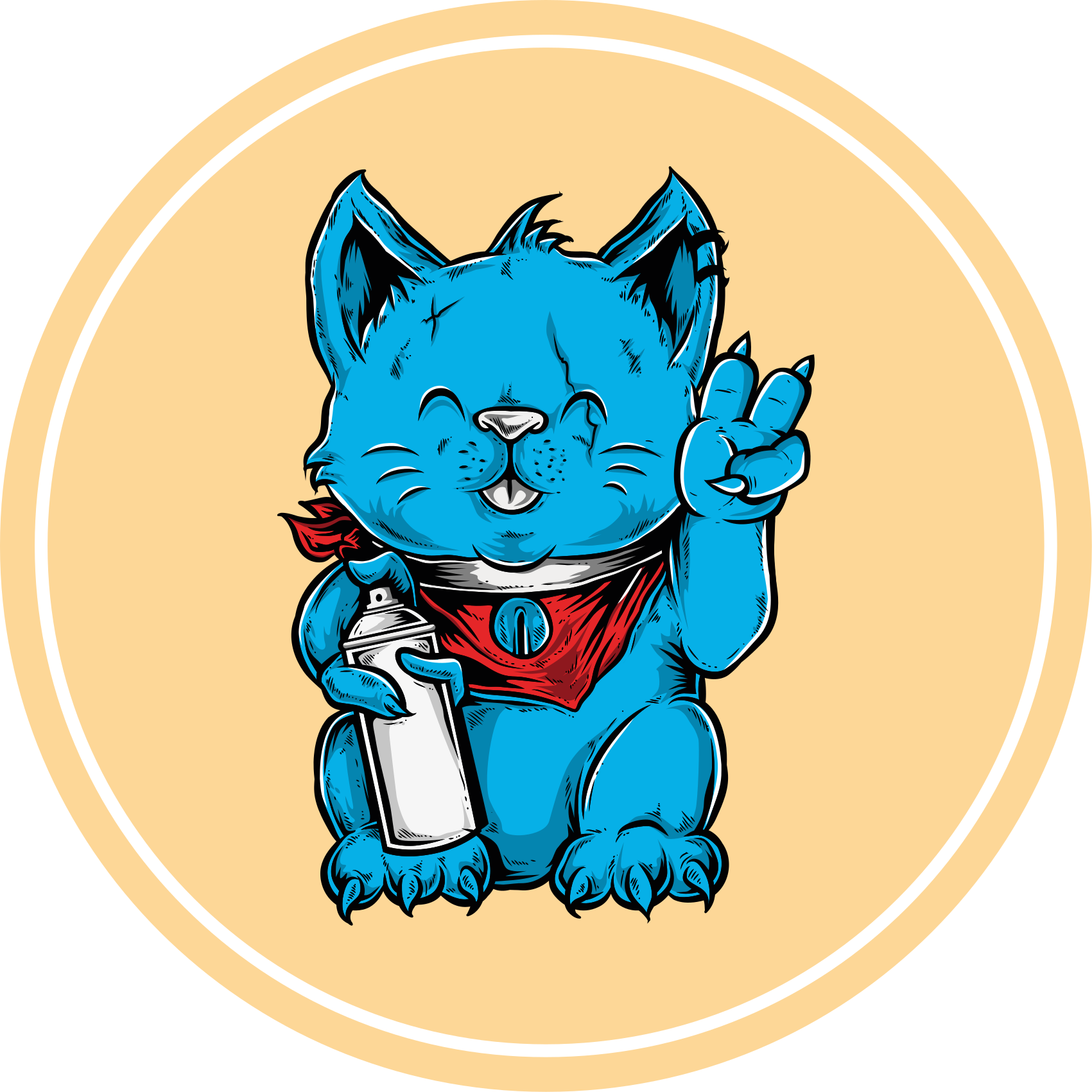 Blue cat with baby bottle animal vinyl rug - TenStickers