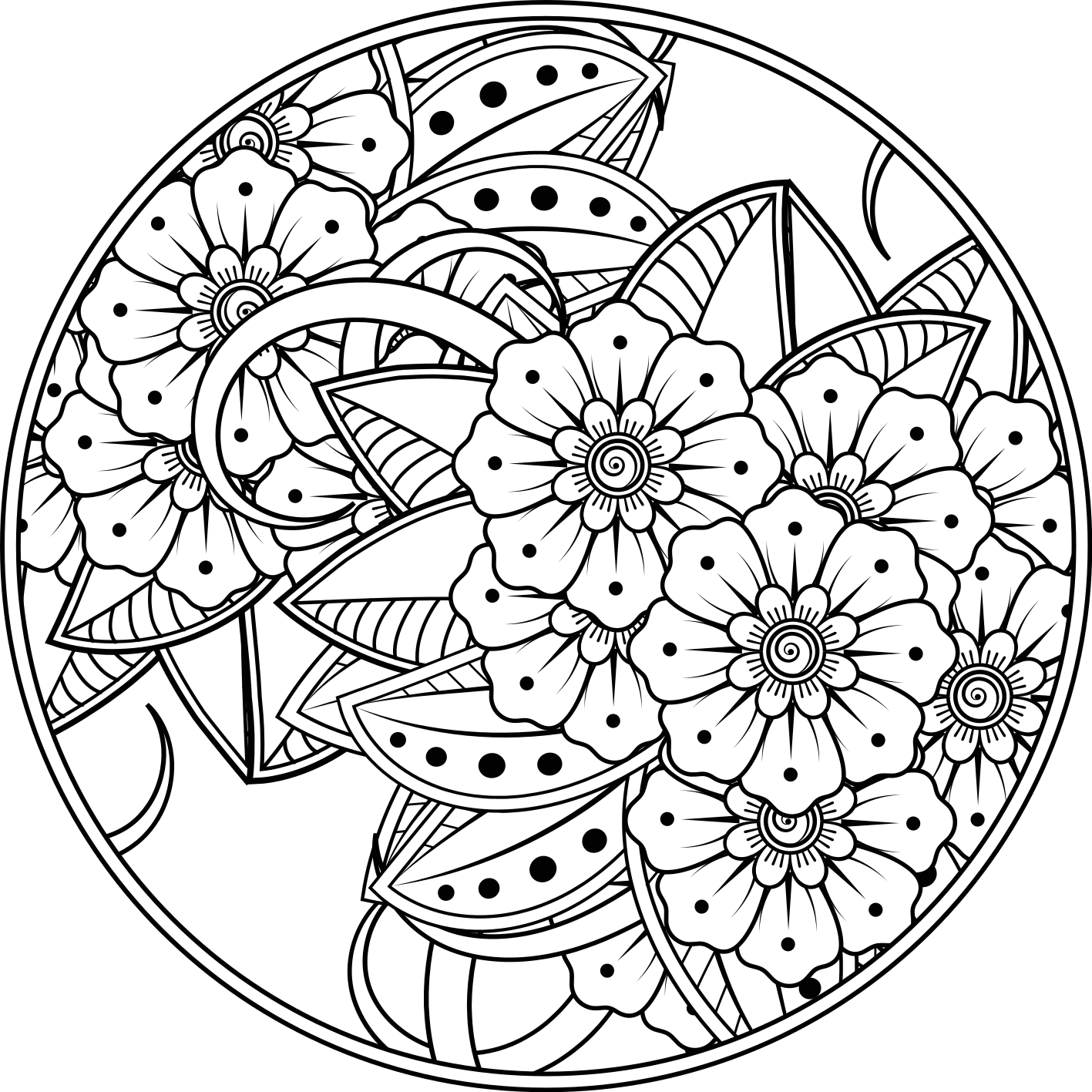 Floral mandala style mandala vinyl rug - TenStickers