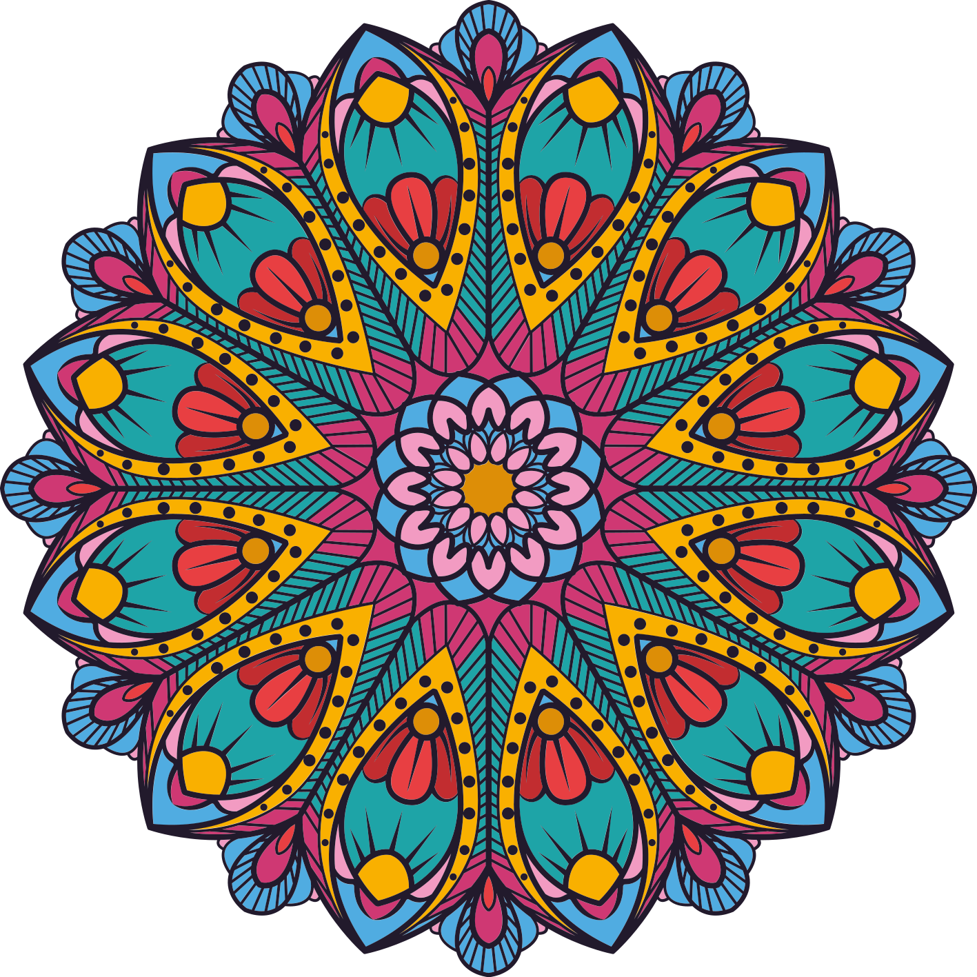 Rainbow colors mandala mandala vinyl rug - TenStickers