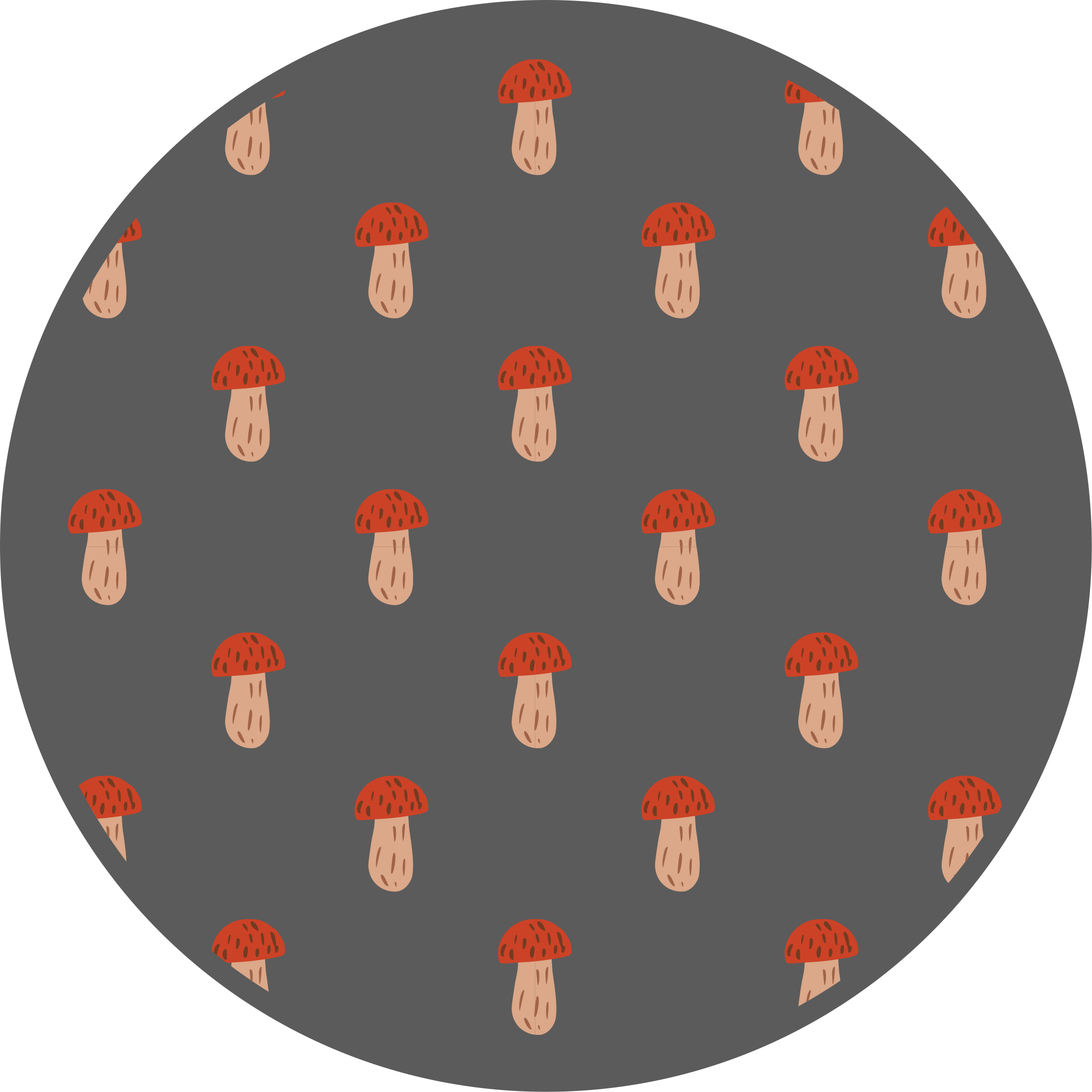 Mushroom Patterned Round kitchen vinyl rug - TenStickers