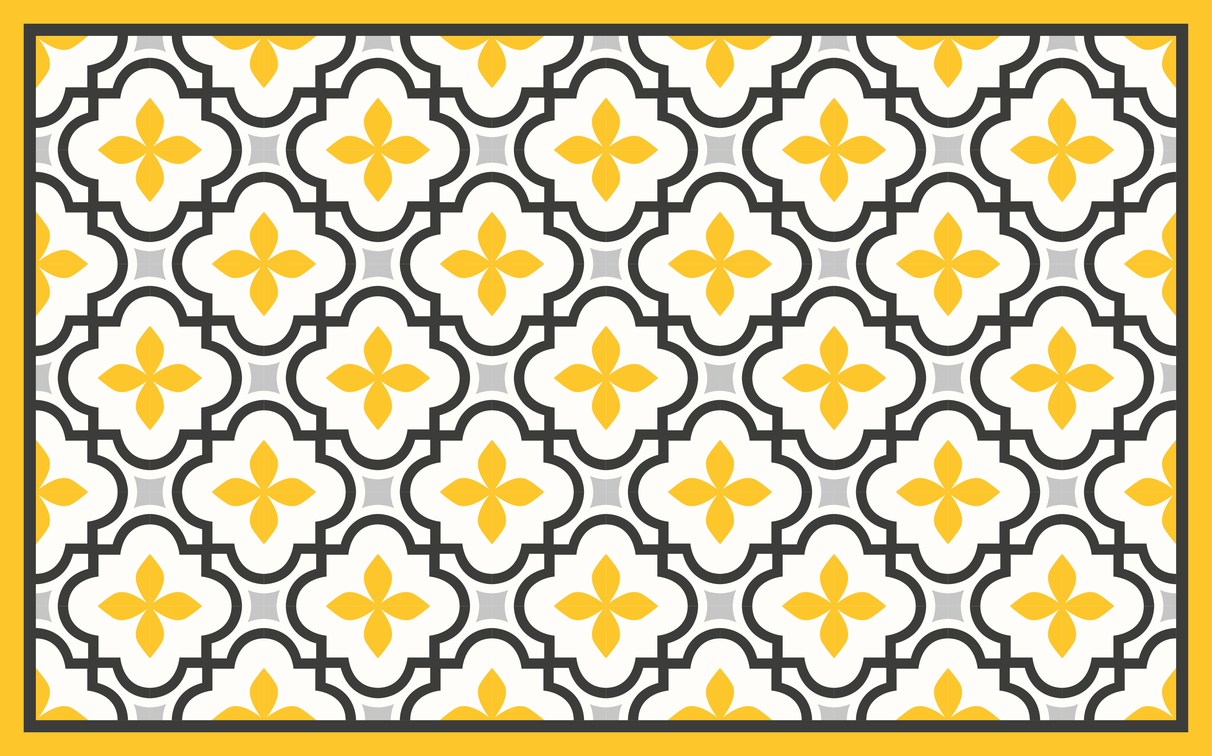 Grey and yellow flowers pattern tile carpet - TenStickers