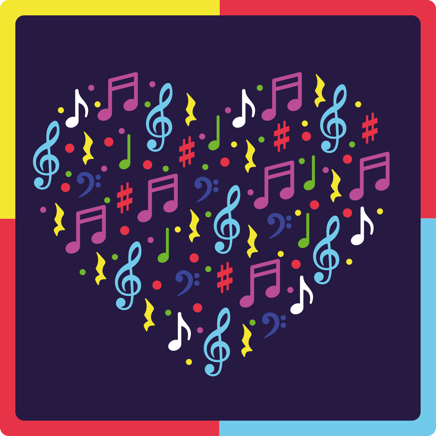 Musical Notes Heart teen vinyl rug - TenStickers
